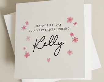 Personalised Birthday Card For Special Friend, Gift For Friend Birthday, Happy Birthday Friend Card, Special Friend Gift, Simple Card