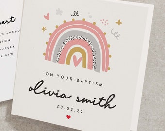 Carte de baptême personnalisée pour fille, carte de baptême fille, carte de baptême pour filleule, carte de baptême petite-fille, jolie carte de baptême BT010