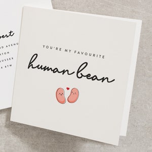 You're My Favourite Human Bean, Funny Valentine Card, Valentines Day Card For Boyfriend, Cute Anniversary Card, Best Friend Card VC071