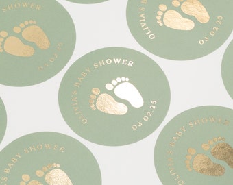 Stickers personnalisés baby shower, Stickers rose poudré, Stickers baby shower pour cadeaux, Cadeaux baby shower, Étiquettes pour baby shower