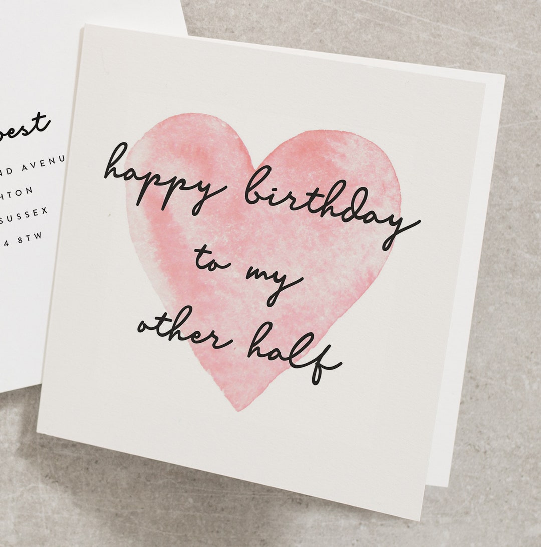 Happy Birthday to My Other Half Card Birthday Card for Wife - Etsy UK