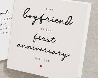 To My Boyfriend On Our First Anniversary Card, First Anniversary Card Boyfriend, Boyfriend Anniversary Card, First Anniversary Card AN053