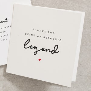 Funny Thank You Card, Thanks For Being An Absolute Legend Thank You Card, Thank You Card For Best Friend, Joke Card, Funny Card TY043