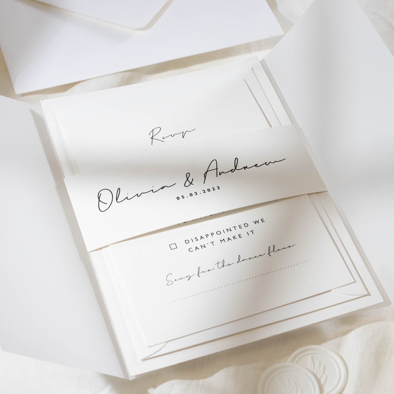 Simple Vellum Wedding Invitation Set Personalised Elegant Etsy UK