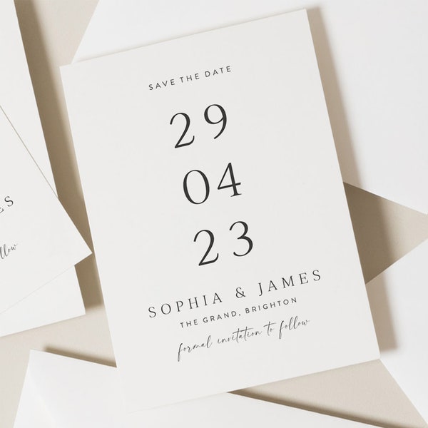 Modern Save Our Date Wedding, Minimalist Save The Date Cards, Simple Save The Dates, Wedding Cards With Envelopes, Typography Save The Date