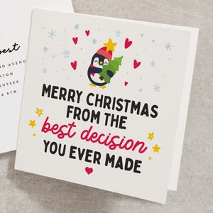 Merry Christmas From The Best Decision You Ever Made, Funny Christmas Card For Boyfriend, Girlfriend, Husband, Wife, Partner Joke Card CC781