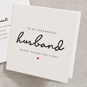 Husband Valentines Day Card, Romantic Valentines Card For Him, Happy Valentines To My Wonderful Husband, Simple Valentines Day Card VC058