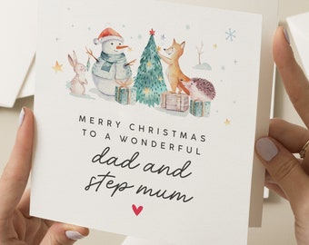 Dad and Stepmum Christmas Card, Christmas Card for Dad and Step Mum, Christmas Card for Step Parents, Christmas Card to my Step-Mum