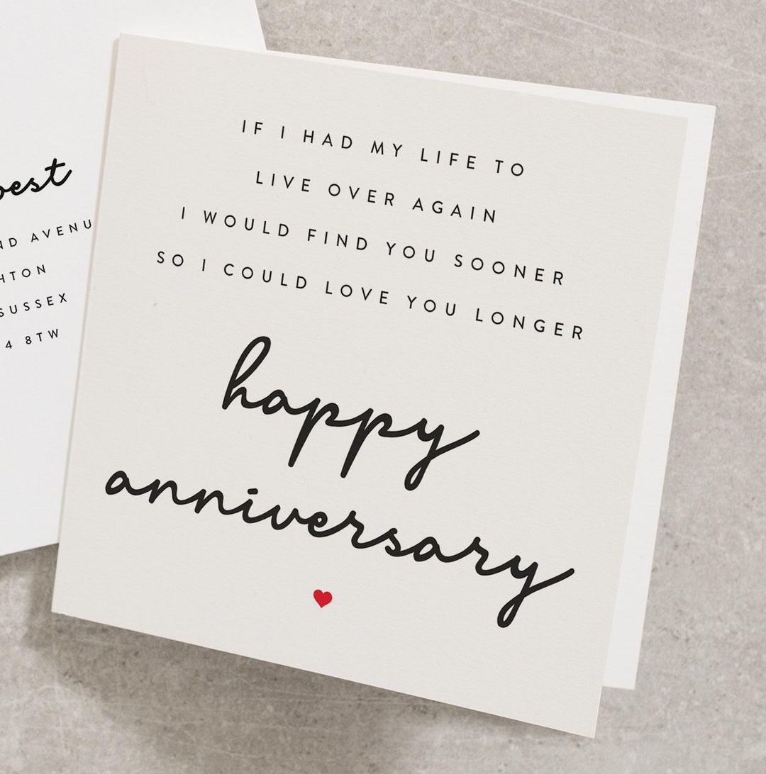 Anniversary Card With Poem for My Husband Wife Anniversary - Etsy