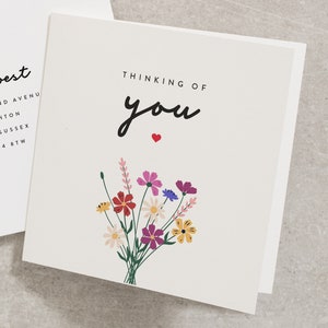 Thinking of You Card, Get Well Soon Flowers Card, Sympathy Card, Miss You Card, Sending Love Card, Friendship Card, Grieving Card TH033