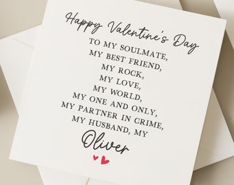 Husband Valentines Day Card, Poem Valentines Day Card For Husband, Valentines Day Card For Him, Romantic husband card, Valentine's Gift