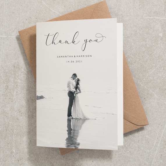 Elegant Thank You Cards Wedding Thank You Cards With Photo Etsy UK