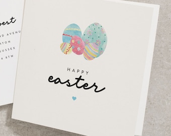 Happy Easter Card, aquarel Easter Egg Card, Paaskaart UK, voor jongen, voor meisje, Paascadeau, kaart voor EC036