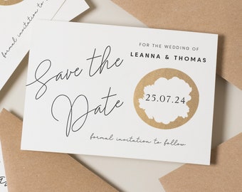 Modern Scratch Off Save The Date Cards, Save The Date Scratch Card, Elegant Wedding Save Our Date Cards, Wedding Date Announcement Card