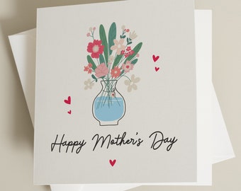 Happy Mothers Day Card, Mothers Day Card, Cute Mothers Day Card, Mothers Day Card With Flowers, Card For Mothers Day, Mothers Day