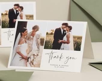 Biglietti di ringraziamento per matrimonio con foto personalizzati, Confezione multipla di biglietti di ringraziamento per matrimonio, Biglietto di ringraziamento per foto di matrimonio moderno, Biglietto di ringraziamento con buste