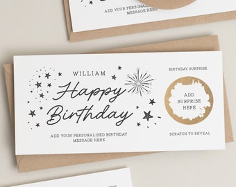 Personalised Birthday Gift Voucher Surprise, Birthday Card For Boyfriend, Scratch And Reveal Card, Gift Scratch Reveal Card, Gift For Him