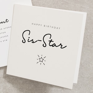 Personalised Sister Birthday Card, Sister Star Birthday Day Card For Sister, Happy Birthday Sister, Sister Greeting Card For Her BC159