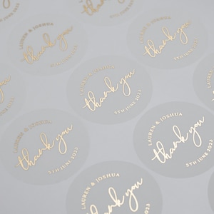 Wedding Thank You Stickers For Envelopes, Personalised With Names, Wedding Favour Stickers, Seals For Wedding Thank You Cards, 37mm ST035