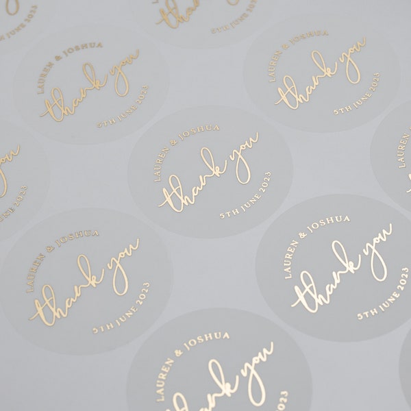 Wedding Thank You Stickers For Envelopes, Personalised With Names, Wedding Favour Stickers, Seals For Wedding Thank You Cards, 37mm ST035