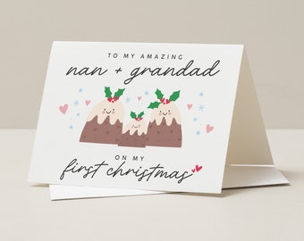 First Christmas As Grandparents, 1st Christmas Nan And Grandad Card, Nana and Pops Christmas Card, Christmas Card, Grandparent Gift