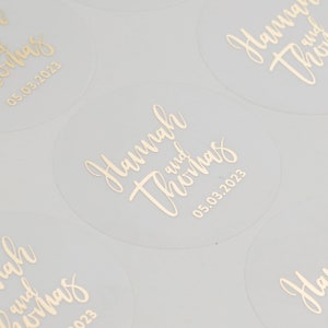 Personalised Wedding Stickers UK, Wedding Envelope Seals, Any Name, Calligraphy Stickers, Foil Stickers In Gold, Rose Gold, 51mm ST006