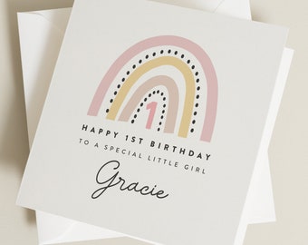 Personalised 1st Birthday Card for Daughter, Happy First Birthday Card, 1st Birthday Card For Granddaughter, Little Girl Birthday