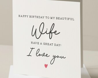 Simple Birthday Card For Wife, Beautiful Wife Birthday Card, Birthday Gift For Her, Wife Birthday Gift, Romantic Card For Her