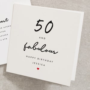 50 And Fabulous, Happy Birthday, Any Name, 50th Birthday For Mum, Sister, Aunty, Daughter, Wife, For Her, 50th, 50 Birthday Card BC588