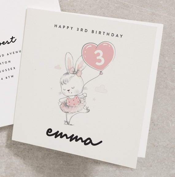 Happy 3rd Birthday Card Personalised Birthday Card for Daughter