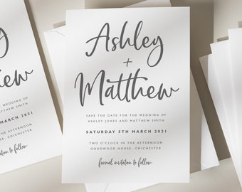 Save The Date, Simple Save The Dates, Modern Save The Dates, Wedding Announcement Cards, Wedding Card, Save The Date Cards 'Ashley'