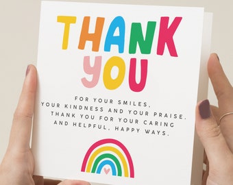 Teacher Poem Thank You Card, Rainbow Teacher Thank You Card, Special Teacher Card, End of Term Gift For Teacher, End Of School Card