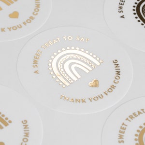 Personalised Birthday Party Thank You Stickers, Birthday Party Favour Stickers With Foil, Gold, Rose Gold Thank You Seals 37mm ST251