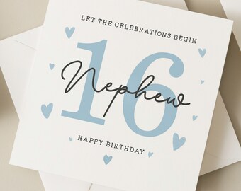 Birthday Nephew Card, 16th Birthday Card For Nephew, Nephew 16th Birthday Gift, Sixteenth Birthday Card For Him, 16th Milestone Birthday