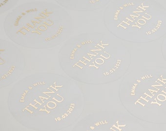 Clear Gold Foiled Wedding Stickers Thank You for Celebrating with US Sticker Transparent - 1.5 inch You’re Invited Stickers Save The Date Envelope