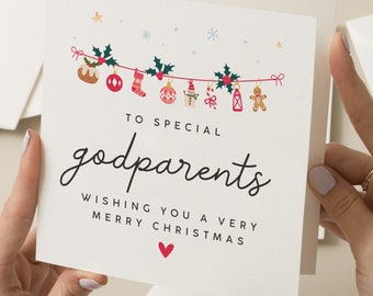Christmas Card For Godparents, Godparents Christmas Card, Christmas Gift To Godfather, Godmother Mum Xmas Gift, Simple God Parent Xmas Card