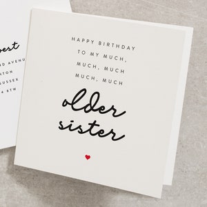 Funny Older Sister Birthday Card, Birthday Card For Sister, Joke Sister Birthday Card, Happy Birthday To My Much Older Sister Card BC161