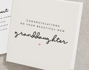 Personalsied New Granddaughter Card, New Grandparents Card, Baby Girl Card, New Baby Card, Congratulations Grandparents, New Born Card NB035