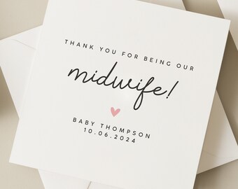 Thank You For Being Our Midwife, My Midwife, A Special Thank You Card For Midwife, Gift For Midwife, Card From New Parents, New Baby Card