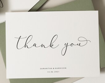 Wedding Thank You Card, Simple Wedding Thank You Cards, Wedding Postcards, Wedding Thankyou Cards, Personalised Thank You Cards 'Samantha'