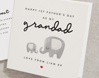 First Fathers Day As My Grandad Card, 1st Fathers Day Card From Granson, Personalised Father's Day Card, Baby First Fathers Day Card FD085