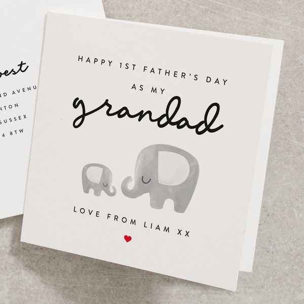 First Fathers Day As My Grandad Card, 1st Fathers Day Card From Granson, Personalised Father's Day Card, Baby First Fathers Day Card FD085