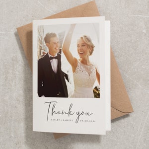 Thank You Cards, Wedding Thank You Cards, Folded Thank You Card, Simple Wedding Thank You Cards, Wedding Thank You Card With Photo