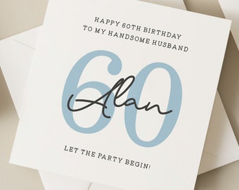 Personalised 60th Birthday Card For Husband, Husband Sixtieth Birthday Card, Husband 60th Birthday Gift, Happy 60th Birthday Card For Him