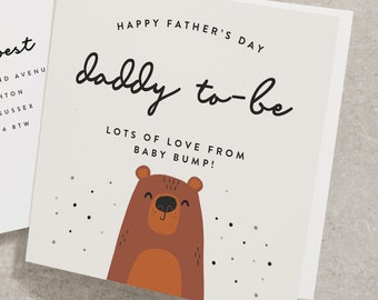 Daddy To Be Father's Day Card, To My Daddy To Be Card, Father's Day Card From Bump, Cute Bear, Personalised Daddy To Be Card FD176