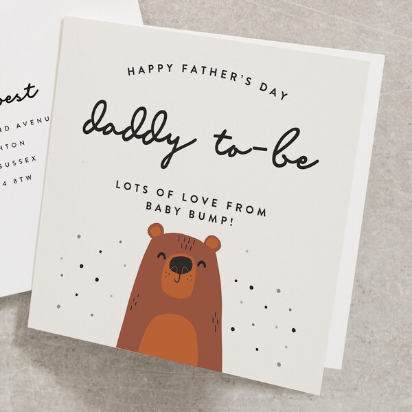 Daddy To Be Father's Day Card, To My Daddy To Be Card, Father's Day Card From Bump, Cute Bear, Personalised Daddy To Be Card FD176