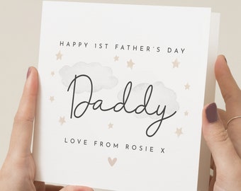 Personalised First Fathers Day 2024 Card, 1st Father's Day As My Daddy Card, 2024 Baby First Fathers Day Card, First Fathers Day Gift