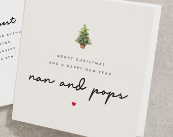 Nan and Pops Christmas Card, Christmas Card For Gran and Grandad, Grandparents Christmas Card From Grandchildren, Nanna and Grandpa CC323