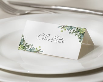 Green Place Cards, Place Settings, Greenery Place Card, Floral Placecards, Wedding Place Name Cards, Placecards With Guest Names 'Alethea'