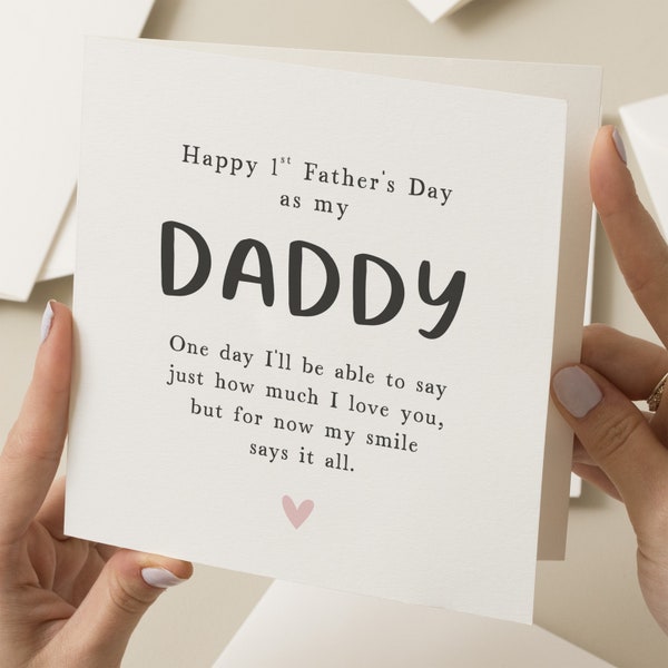 Leuke 1e Vaderdag als mijn papa-kaart, gepersonaliseerde eerste vaderdag 2024-kaart, 2024 Baby eerste vaderdagkaart, eerste vaderdagcadeau